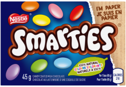 Chocolat au lait et coquille de sucre NESTLÉ SMARTIES, boîte 45 g
